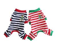 Hdwk&Hped Soft Cotton Dog Pajamas for All Seasons, Striped Solid Pet Bottoming Jumpsuit for Small Dog Cat Puppy 3 Styles (Christmas Style 2-Pack, #5)