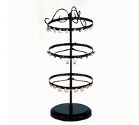 Hdwnand Black Earring Display Stands 3-Tier 130 Holes Rotating Jewelry Storage Rack Adjustable Metal Earring Studs Holder Jewellery Organiser Holder Organizer