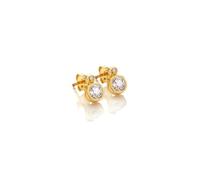 HDXGEM Hot Diamonds Gold Plated Droplet Stud Earrings - White Topaz and Real Diamonds in 925 Sterling Silver Plated with 18ct Gold| Elegant Gemstone Stud Earrings | Luxury Gift Wrap Included