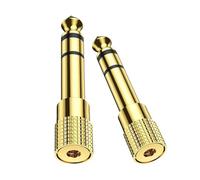 HDXH 2 PCS Headphone Adapter jack,3.5mm to 6.35mm Audio Jac Headphone Adapter,1/4 inch to 3.5mm Audio Jack Plug Adaptor Gold Plated,Aux Jack Converter For Digital Piano,Speaker etc(Golden)