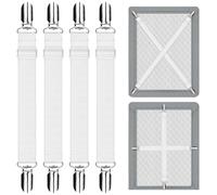 HDXH 4 PCS Bed Sheet Clips,Adjustable Bed Sheet Straps,Adjustable Bed Sheet Straps,Upgraded Elastic Sheet Fasteners for Bedding,Keep Your Sheets in Place(white,30CM-130CM)
