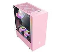 HDYD Computer Cases,Mid-Tower PC Gaming Case ATX/M-ATX/ITX - Front I/O USB 3.0 Port - Tempered Glass Side Panel - Cable Management System - Water-Cooling Ready (Color : Pink)