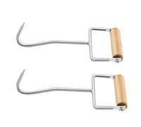 HDYEGIOU Metal D-Shaped Hay Hook with Wooden Handle, 12-1/4", 2Pack