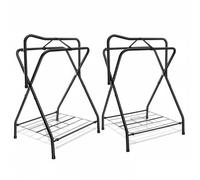 HDYEGY 2 Pack Folding Saddle Rack Heavy Duty Freestanding Horse Saddle Stand Detachable Saddle Rack Stand with Bottom Storage for English & Western Saddles
