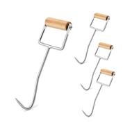 HDYEGY 4 Pack Metal Hay Hooks with Wooden Handle, Perfect for Picking Up Bales, 12-1/4
