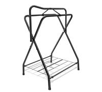 HDYEGY Folding Saddle Rack Heavy Duty Freestanding Horse Saddle Stand Detachable Saddle Rack Stand with Bottom Storage for English & Western Saddles