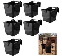 HDYEGY Horse Feed Bucket,15 Quart Plastic Hook Over Feeder for Horse Sheep Cattle