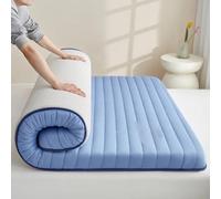 Hdylianx Japanese Floor Futon Mattresses, Thicken Roll up Sleeping Mattress Foldable Roll up Mat Sleeping Pad for Living Room Bedroom Dorm Camping Mattress Furniture,Single (Bule, Small Double)