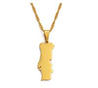 Hdyrpex 2.6cm Portugal Map Pendant Necklace For Men Women Portuguesa Stainless Steel Pendant Necklace