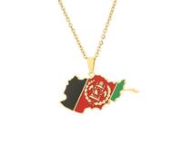 Hdyrpex Afghanistan Map Flag Pendant Necklace For Men Women Stainless Steel Necklace