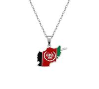Hdyrpex Afghanistan Map Flag Pendant Necklace For Women Men Afghan Stainless Steel Pendant Necklace