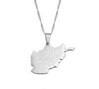 Hdyrpex Afghanistan Map With Cities Name Pendant Necklace For Women Men Afghan Map Stainless Steel Pendant Necklace