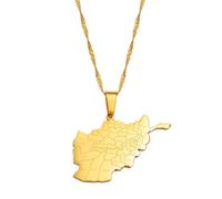 Hdyrpex Afghanistan Map With Cities Name Pendant Necklace For Women Men Afghan Map Stainless Steel Pendant Necklace