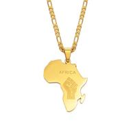 Hdyrpex Africa Map with Raised Fist Pendant Necklace Stainless Steel African Pride Black Lives Matter Jewelry for Men Women