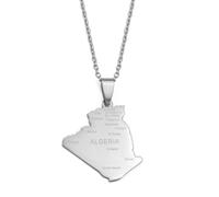 Hdyrpex Anniyo Algeria Map City Name Necklace Pendant Jewelry Map of Algerian Chain Necklaces @269821