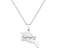 Hdyrpex Armenia Map Pendant Necklace For Women Men Armenians Maps Stainless Steel Necklace, 60cm, Metal, No Gemstone