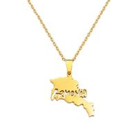 Hdyrpex Armenia Map Pendant Necklace For Women Men Armenians Maps Stainless Steel Necklace, 60cm, Metal, No Gemstone