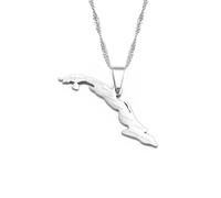 Hdyrpex Cuba Map With Cities Necklace For Women Men Map of Cuba Stainless Steel Pendant Necklace