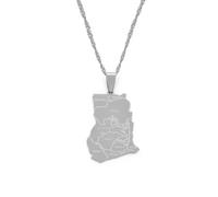 Hdyrpex Ghana Map Pendant Necklaces For Women Men Country Map Ghanaian Stainless Steel Pendant Necklace