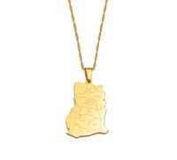 Hdyrpex Ghana Map With Province Name Pendant Necklace For Men Women Stainless Steel Pendant Necklace
