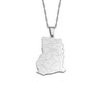 Hdyrpex Ghana Map With Province Name Pendant Necklace For Men Women Stainless Steel Pendant Necklace