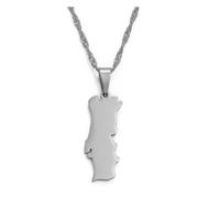 Hdyrpex Portugal Map Pendant Necklace For Men Women Stainless Steel Pendant Necklace