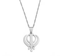 Hdyrpex Sikhism Necklace Pendant Sikh Khanda Jewelry India Pakistan Malaysia Punjab Religious Gift for Men Women, 60cm, Metal, No Gemstone