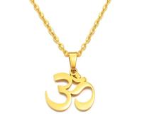 Hdyrpex Tamil Symbol Small Yoga Pendant Necklace For Women Men Indian Hindoo Buddhist Stainless Steel Pendant Necklace