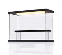 HDYZJQ Acrylic Display Box with Led Light, Clear Square Decorative Storage Boxes Cube, 1/2/3/4 Pack Stackable Plastic Show Case for Desktop(2pcs,13x9in/32x23cm)