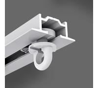 Aluminum Ceiling Curtain Track for Hidden Mount, White Black, Recessed Balcony Sliding Rail for Privacy Divider, Straight Rod with Complete Kit(Pulley x 10)