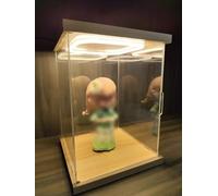 HDYZJQ Square Cube Box/Acrylic Plastic Boxes, Assemble Dustproof Clear Cube Storage Bins with Door & Light for Collections Models Football Memorabilia Gift(20x24x24/50x60x60cm)
