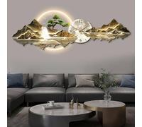 HDZNDH 3D Wall Art Decor Clock With LED Light, Modern Operated Silent Wall Clocks, Large Hanging Sculpture Painting, Plug-in Power Supply, For Living Room Bedroom Corridor Entrance(Gold 4,120 * 40cm)