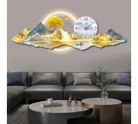 HDZNDH 3D Wall Art Decor Clock With LED Light, Modern Operated Silent Wall Clocks, Large Hanging Sculpture Painting, Plug-in Power Supply, For Living Room Bedroom Corridor Entrance(Color 1,90 * 30cm)