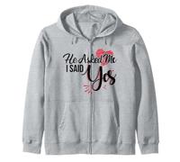 He Asked Me & I Said Yes I Asked Her She Said Yes Engagement Zip Hoodie