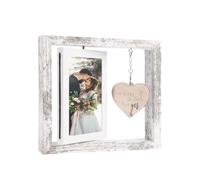 He Asked She Said Yes Photo Frame - Proposal Engagement Gifts for Couples with Heartfelt Message - Rotating 2-Sided Wood Photo Frame Perfect Wedding & Newlywed Gift