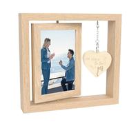 He Asked She Said Yes Photo Frame - Proposal Engagement Gifts for Couples with Heartfelt Message - Rotating 2-Sided Wood Photo Frame Perfect Wedding & Newlywed Gift (Light Wood)