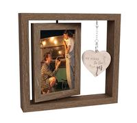 He Asked She Said Yes - Proposal Engagement Gifts for Couples with Heartfelt Message - Rotating 2-Sided Wood Photo Frame, Perfect Wedding & Newlywed Photo Frame