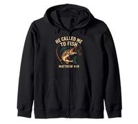 He Called Me To Fish Matthew 4:19 Christian Fishing Zip Hoodie