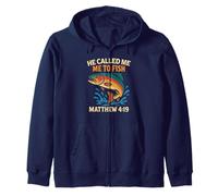 He Called Me To Fish Matthew 4:19 Faith Fishing Fisherman Zip Hoodie