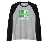 He Can Heal Christian Faith Ribbon Luke 1-37 Raglan Baseball Tee