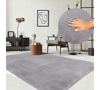 he carpet Relax Rug, Modern, Fluffy, Short Pile, Non-Slip Underside, Washable up to 30°C, Super-Soft, Fur Look, Grey, 80 x 150 cm