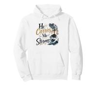 He Carries Me Through Storms Christian Faith Pullover Hoodie