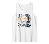 He Carries Me Through Storms Christian Faith Tank Top