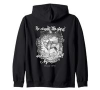 He Counts the Stars Bible Verse Christian Wolf Zip Hoodie