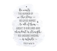 He Counts the Stars, Psalm 147:4, Bible Verse Wall Art, Poster Print Scripture Art,Nursery Room Prints (A4 (Print Only))