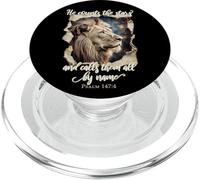 He Counts The Stars Psalm 147:4 Lion PopSockets PopGrip for MagSafe