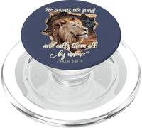 He Counts The Stars Psalm 147:4 Lion PopSockets PopGrip for MagSafe