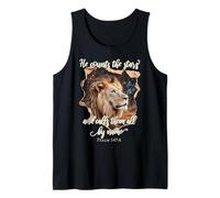 He Counts The Stars Psalm 147:4 Lion Tank Top