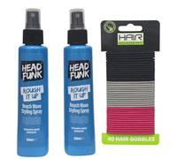 He@d Funk Rough It Up Beach Wave Styling Spray - Achieve Tousled,Twin Pack,150ML With free Hair Ties Pack