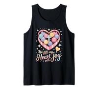 He Fills My Heart with Joy Christian Cross Love Tank Top